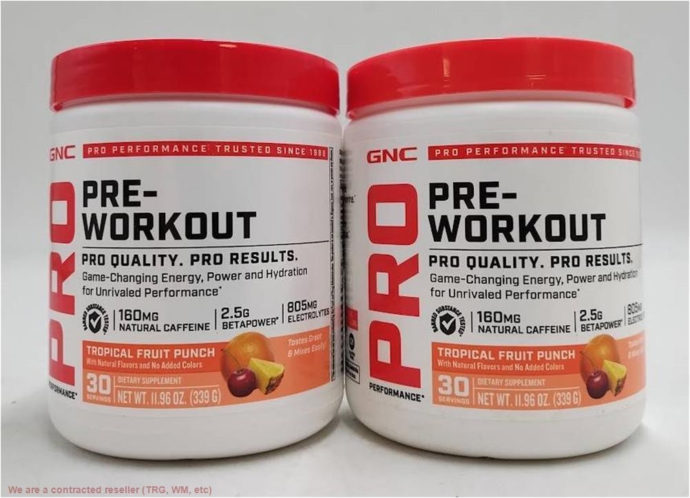 LOT OF 2 GNC Pro Performance Pre-Workout Tropical Fruit Punch EXP 01/2027+ LOT OF 2 GNC Pro Performance Pre-Workout Tropical Fruit Punch EXP 01/2027+