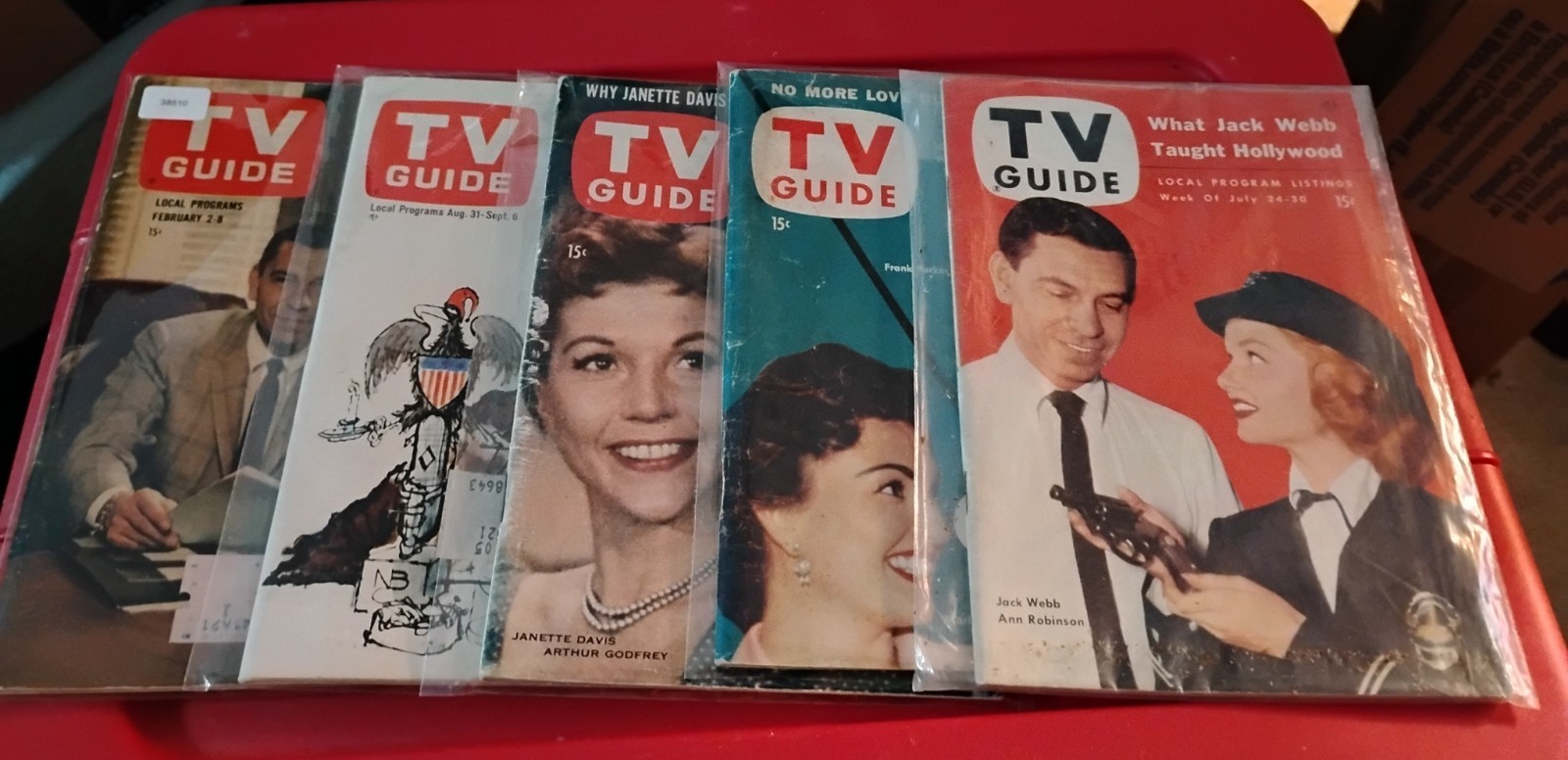 LOT OF 5 - 1950s & 1960s TV GUIDE MAGAZINES - Dragnet & More