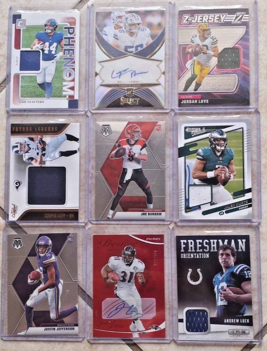 HUGE AUTO, GAME USED, ROOKIE, FOOTBALL CARD LOT LOADED