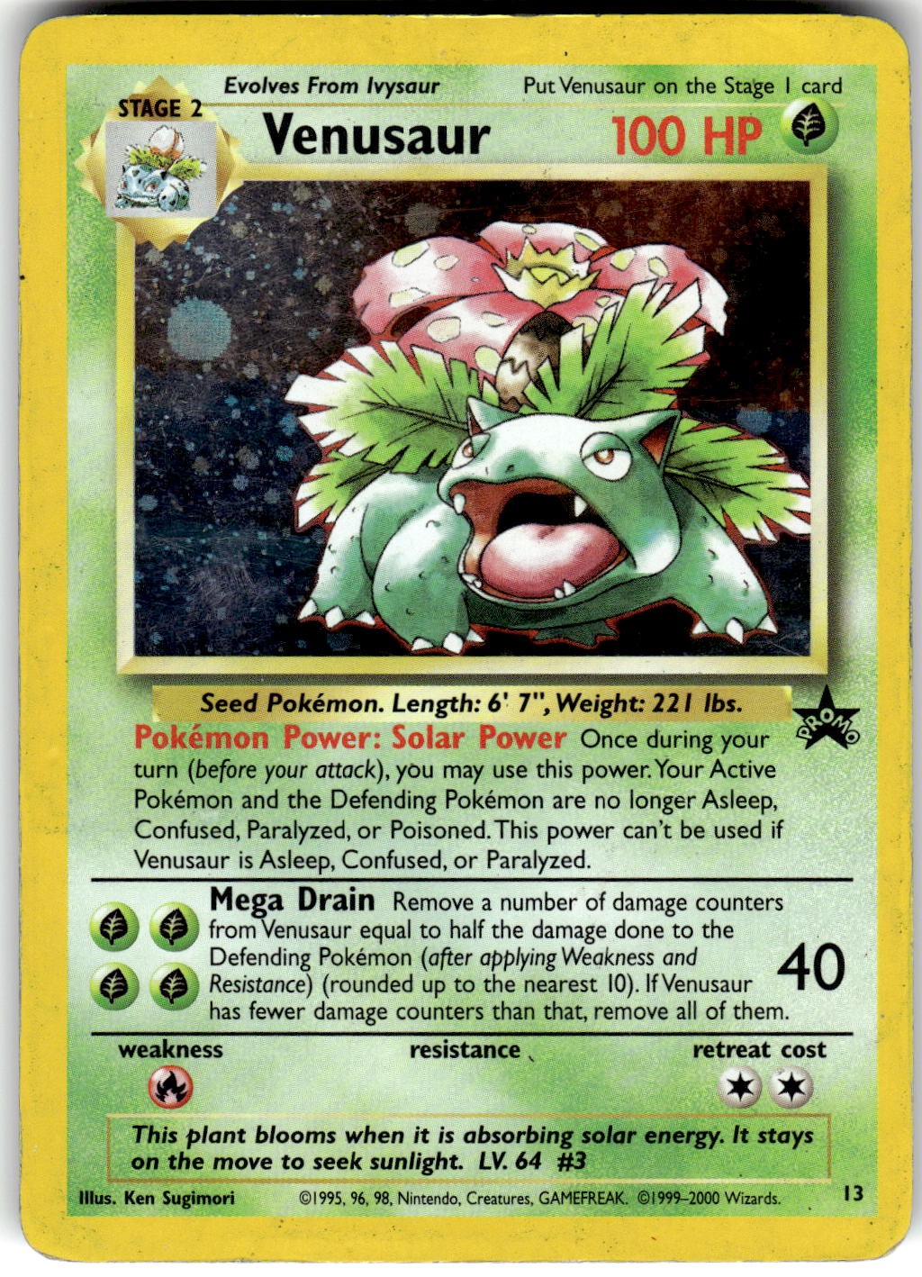 Venusaur Holo WoTC Promo 13/53 1999 Venusaur Holo WoTC Promo 13/53 1999