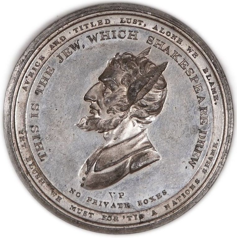 1809 British Anti-Semitic Medal Shakespeare Shylock England Price Riots Jewish