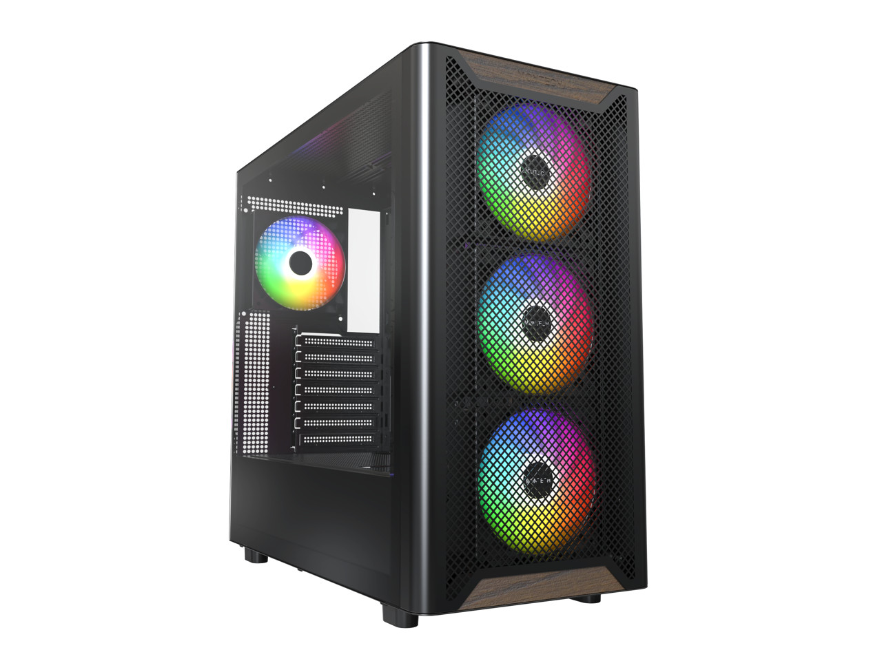 MONTECH XR Wood,Genuine Black Walnut Front, ATX Mid-Tower PC Gaming Case, Glass