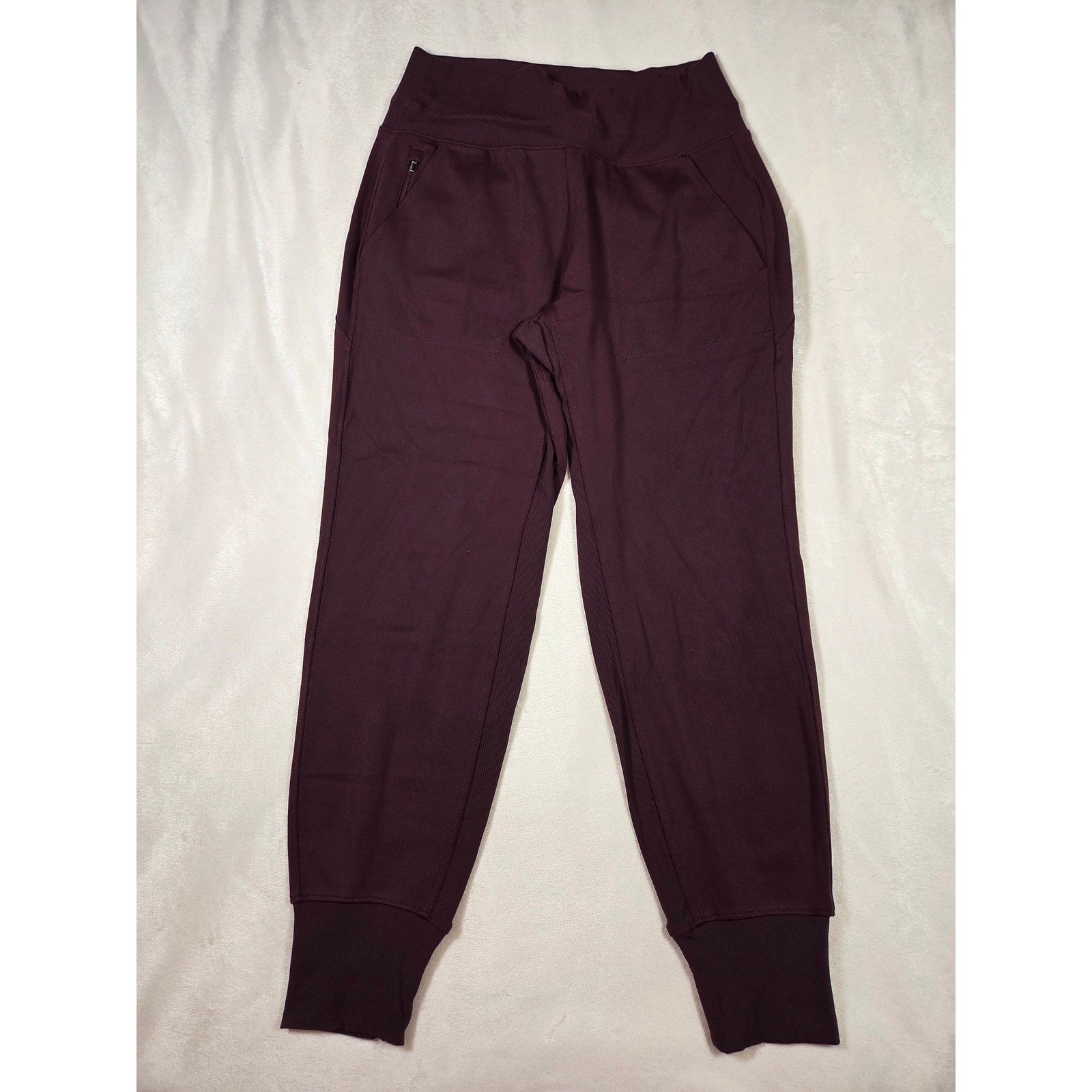 Athleta Venice High Rise Jogger Garnet Burgundy Size S Sculptek Zip Pockets