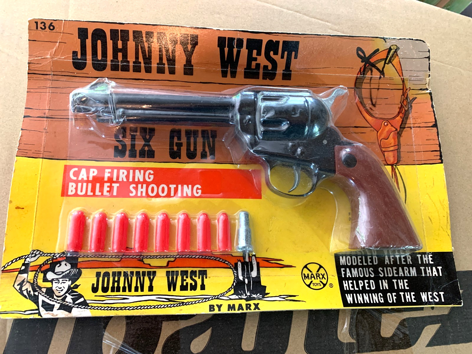 Marx Johnny West Six Gun Cap Pistol Erie Pa USA Mint Unused 1960\'s Rare