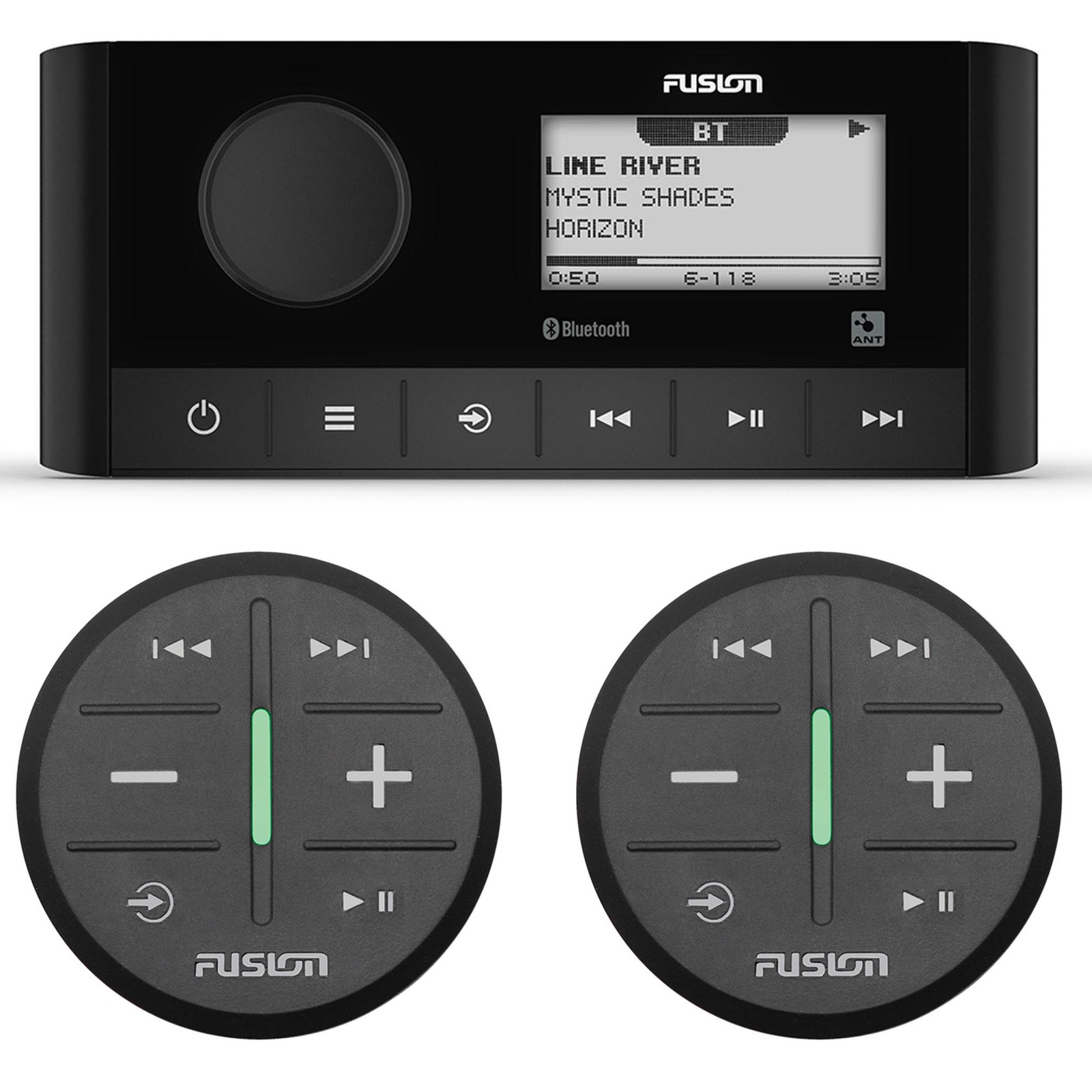 Fusion MS-RA60 Marine Stereo With 2 Fusion ARX70B Wireless Remote Black