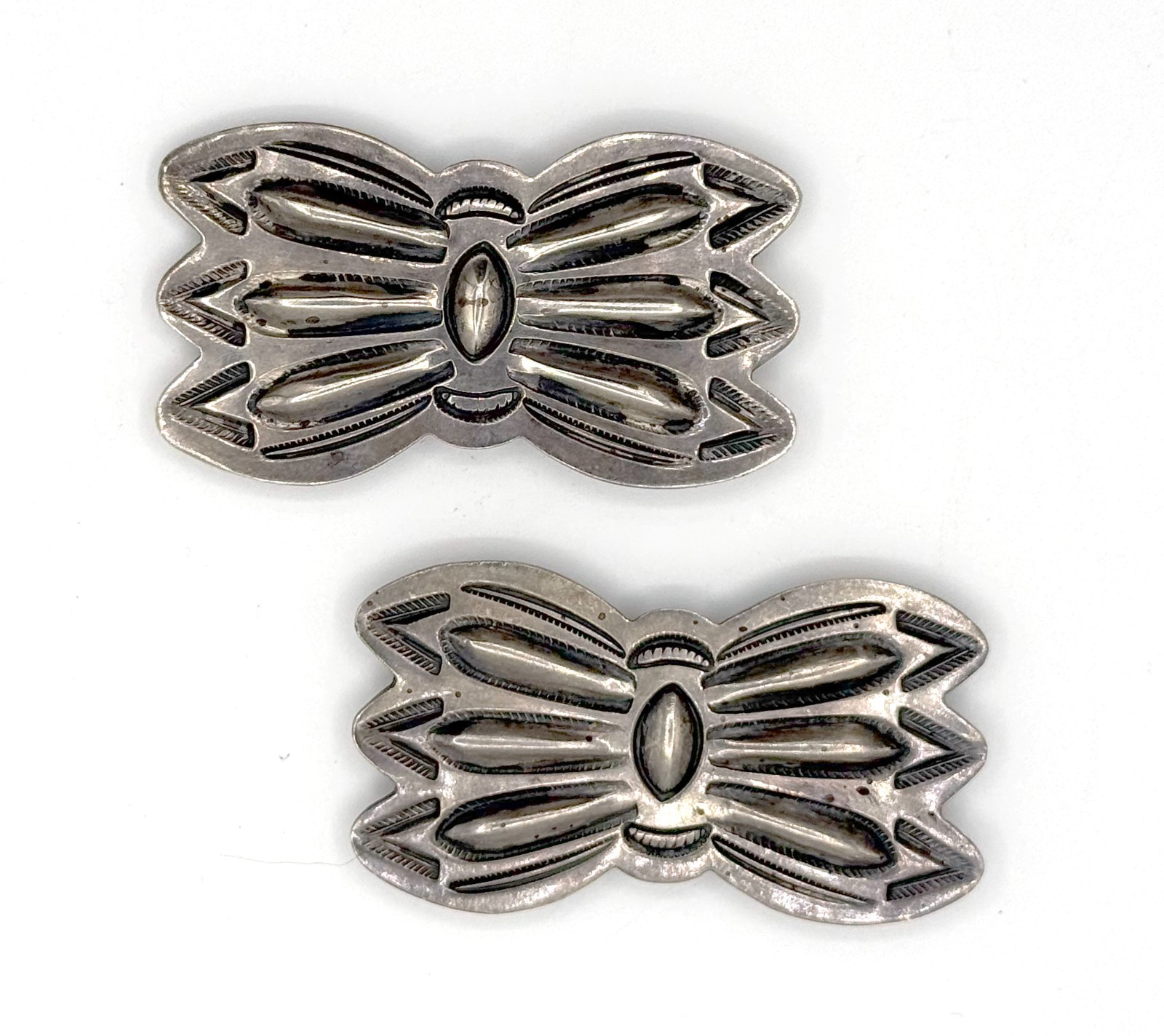 Navajo Sterling Silver Butterfly Concho Slides - Vintage 1960s Stamped - 36.4g
