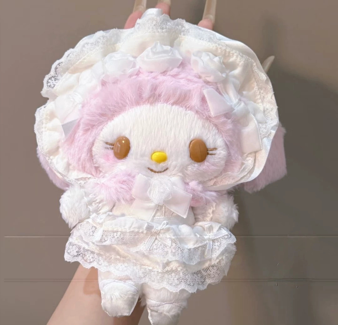 Sanrio My Melody White Lace Bonnet Wedding Lolita Plush Doll Gift Kids Toy