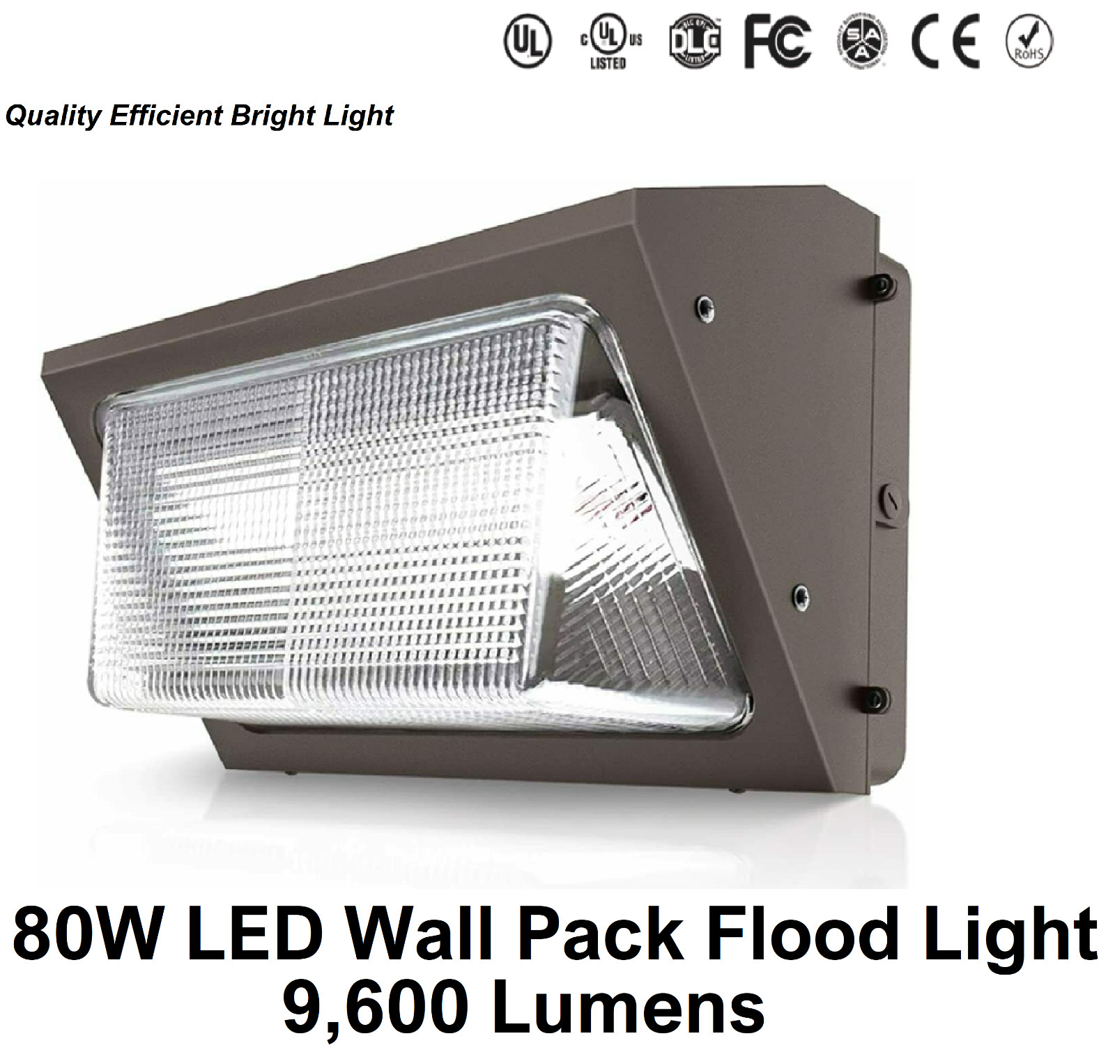 80W LED OUTDOOR WALL PACK  5000K IP65, Glass Lens UL DLC DUSK TO DAWN