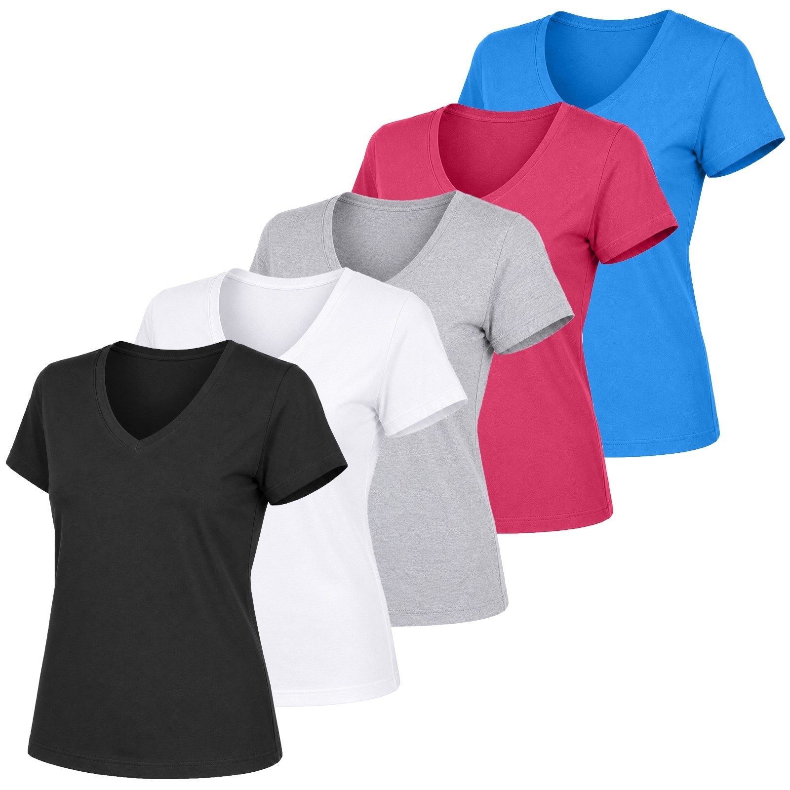 5-Pack Women’s Relaxed Fit V-Neck Short Sleeve T-Shirt – 100% Cotton (S-2XL) 5-Pack Women’s Relaxed Fit V-Neck Short Sleeve T-Shirt – 100% Cotton (S-2XL)