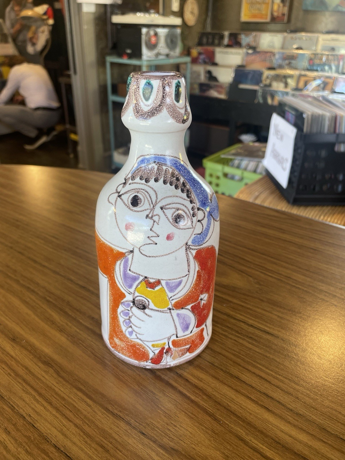 VTG MCM 60\'s Italian Art Pottery Decanter Bottle Vase GIOVANNI DESIMONE Signed. VTG MCM 60\'s Italian Art Pottery Decanter Bottle Vase GIOVANNI DESIMONE Signed.