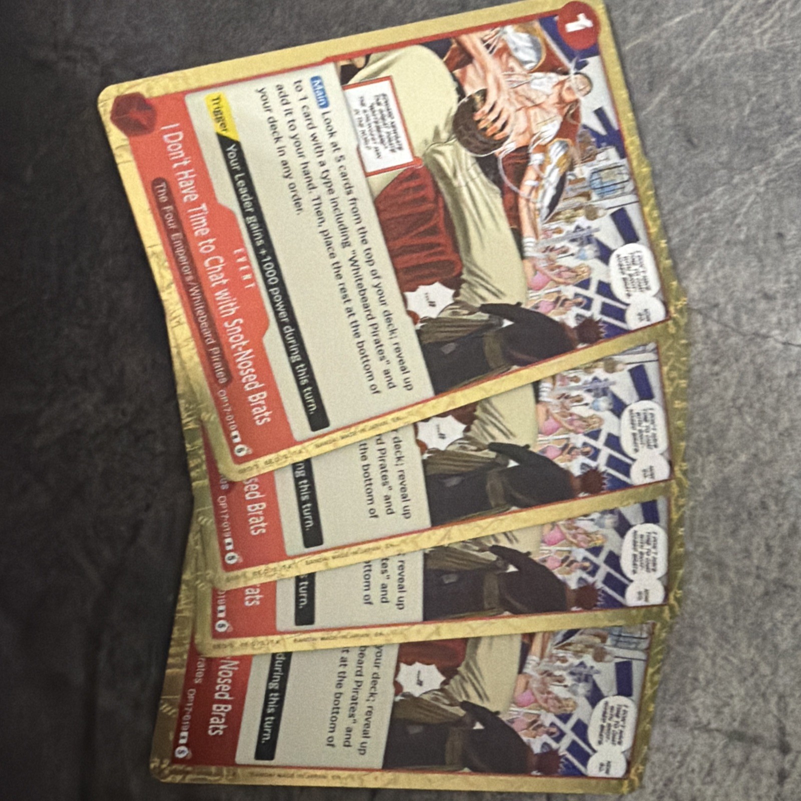 One Piece TCG I Don\'t Have Time to Chat... OP17-019 Red Event x4 EN Playset One Piece TCG I Don\'t Have Time to Chat... OP17-019 Red Event x4 EN Playset