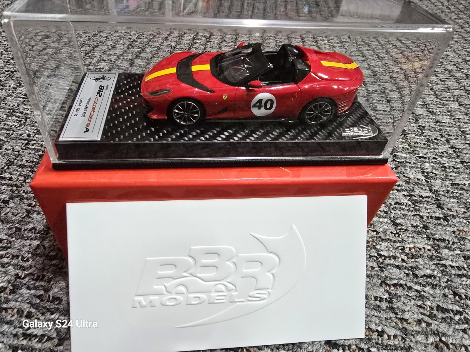 BBR 1/43 Ferrari 812 Comp A VIP2023 Model Red On Carbon Base