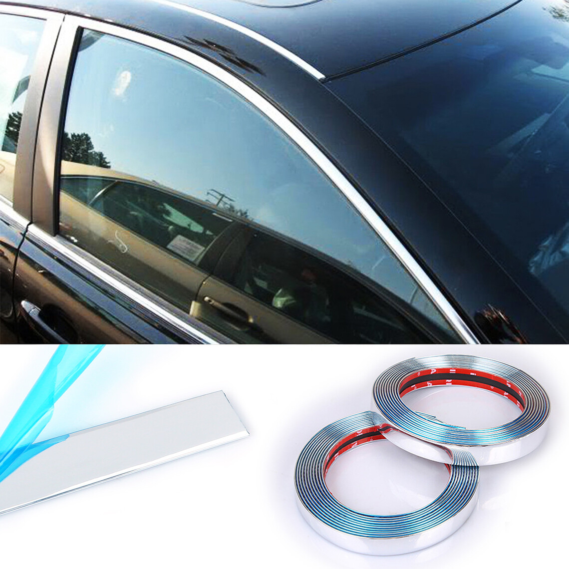 6mm-70mm Chrome Silver Car Door Body Bumper Strip Exterior Molding Trim 5-50FT