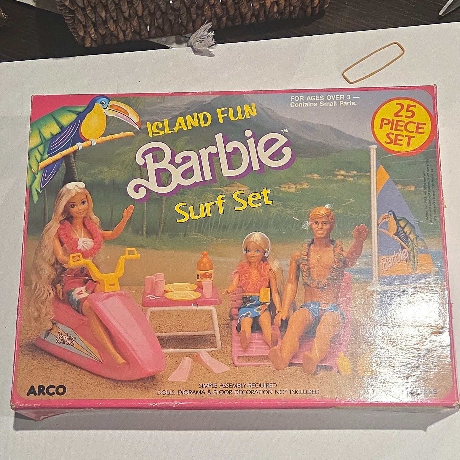 Vintage 1987 Island Fun Barbie Surf Set Playset Arco Mattel #7948 Complete & Box