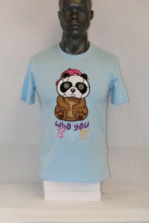 BKYS MEN S/S WHO YOU T-SHIRT BLUE/MULTICOLOR T337-LTBLU