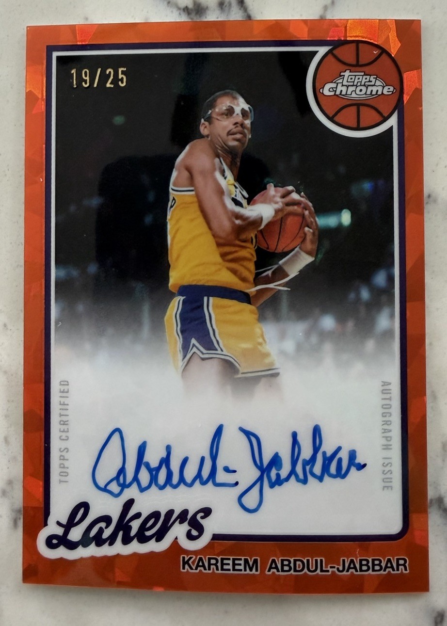 2025-2026 Topps Chrome Sapphire  Update Kareem Abdul-Jabbar Orange Autograph