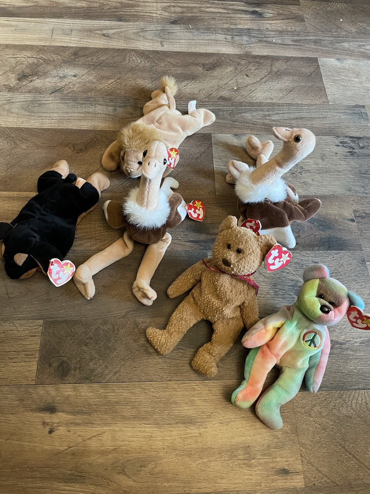Ty Beanie Babies Lot of 6 Error Tags Retired Plush Animals with Heart Tags 1990s