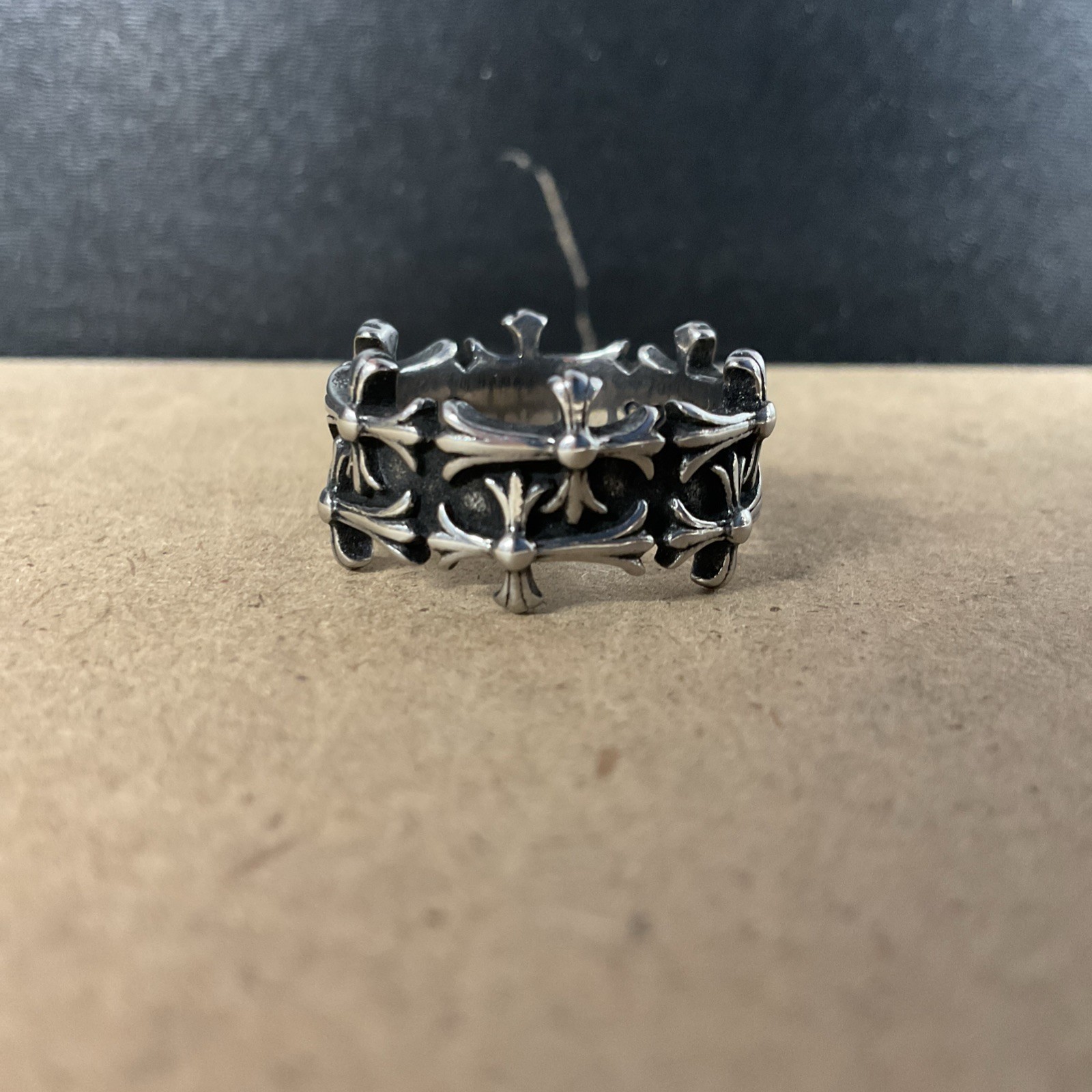 Chrome Hearts Double Cross Cemetery .925 Sterling Silver Ring 2013 Size 10