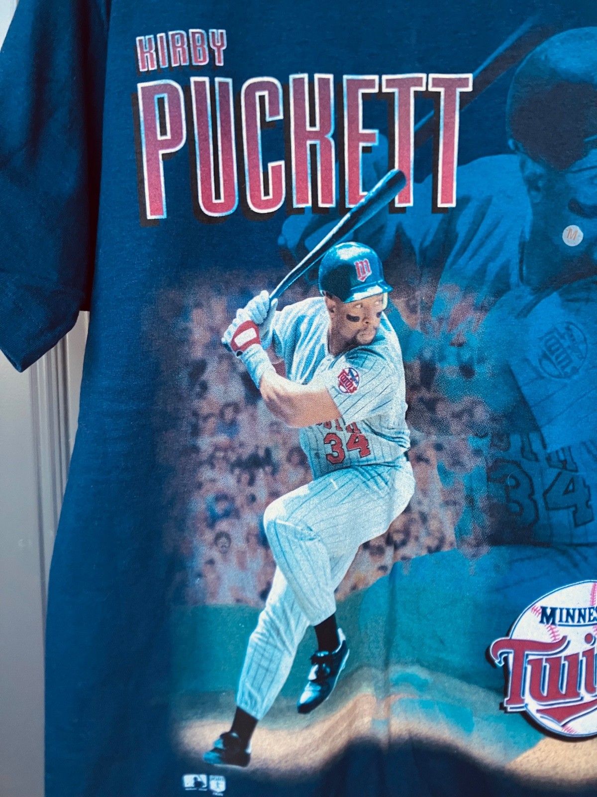 NWOT Vintage Pro Player MLB 1996 Kirby Puckett Minnesota Twins M Front Back Tee