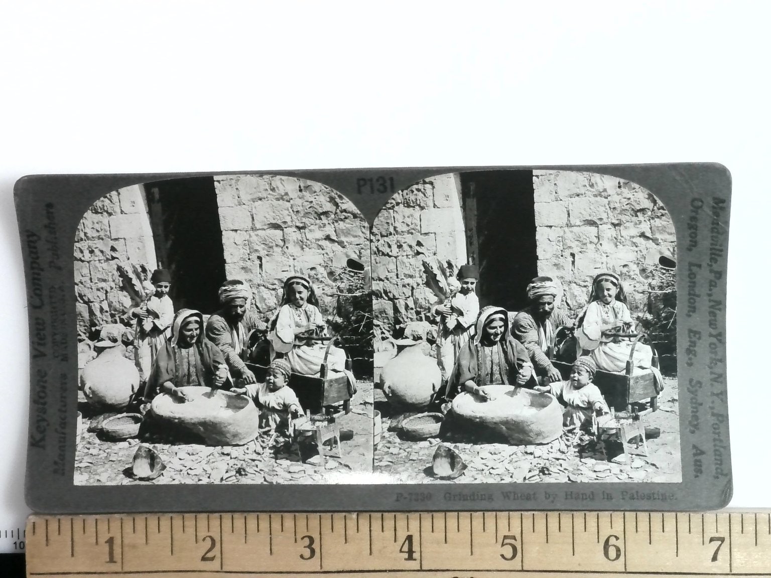 Grinding Wheat Palestine Stereoview Keystone View Co. P131 Early 1900s Grinding Wheat Palestine Stereoview Keystone View Co. P131 Early 1900s