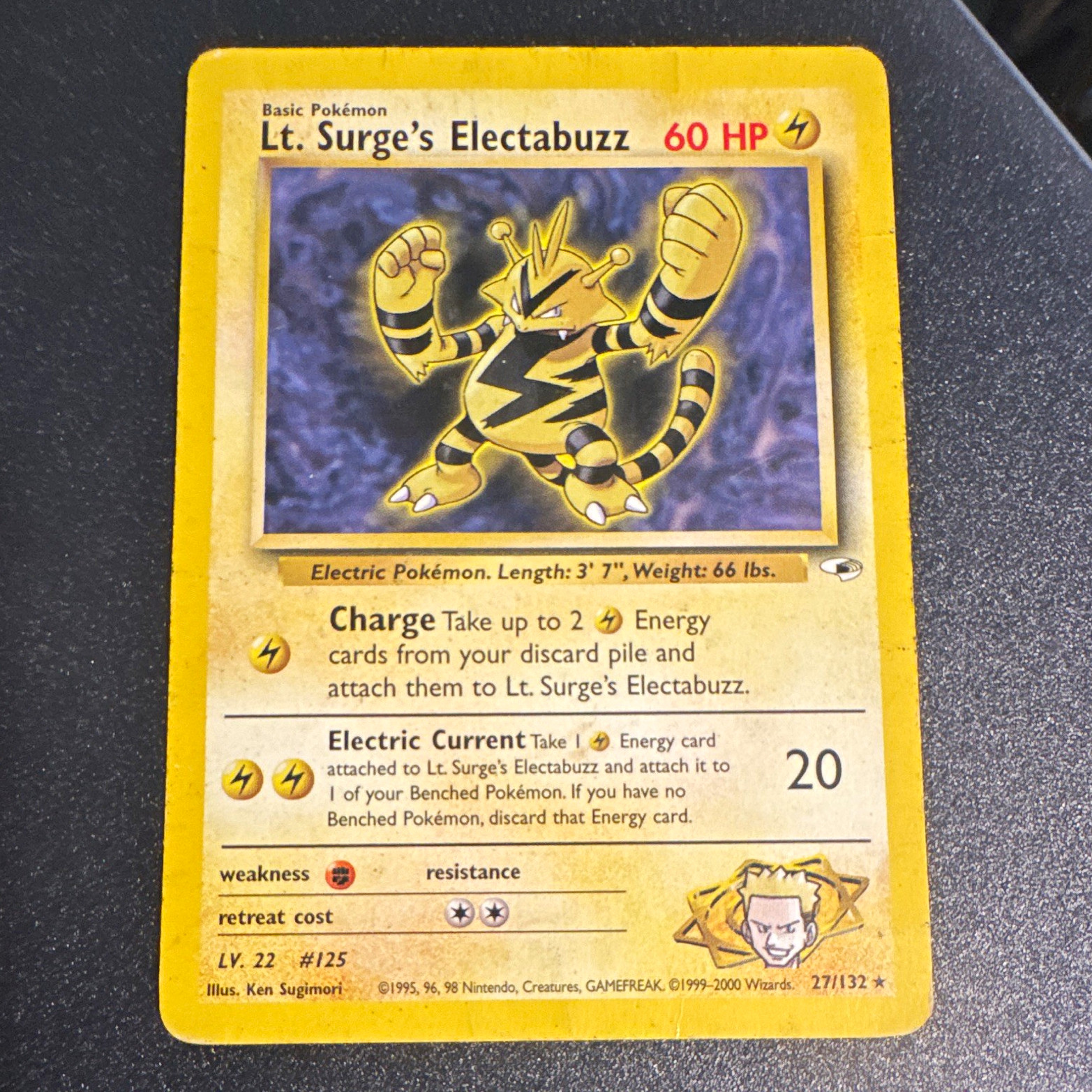 WOTC Pokémon TCG Lt. Surge\'s Electabuzz 27/132 Gym Heroes 2000 Rare Unlimited WOTC Pokémon TCG Lt. Surge\'s Electabuzz 27/132 Gym Heroes 2000 Rare Unlimited