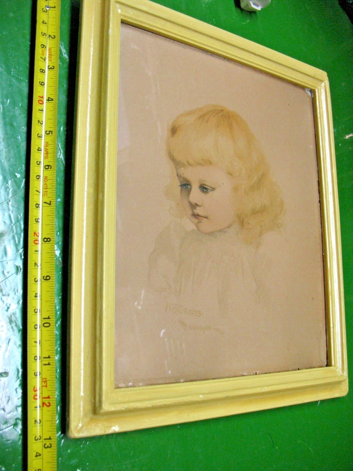 VINTAGE  CHILD\'S SUNSHINE  COMPLIMENTS OF HOME  FURNISHING HOUSE 1892 FRAMED 