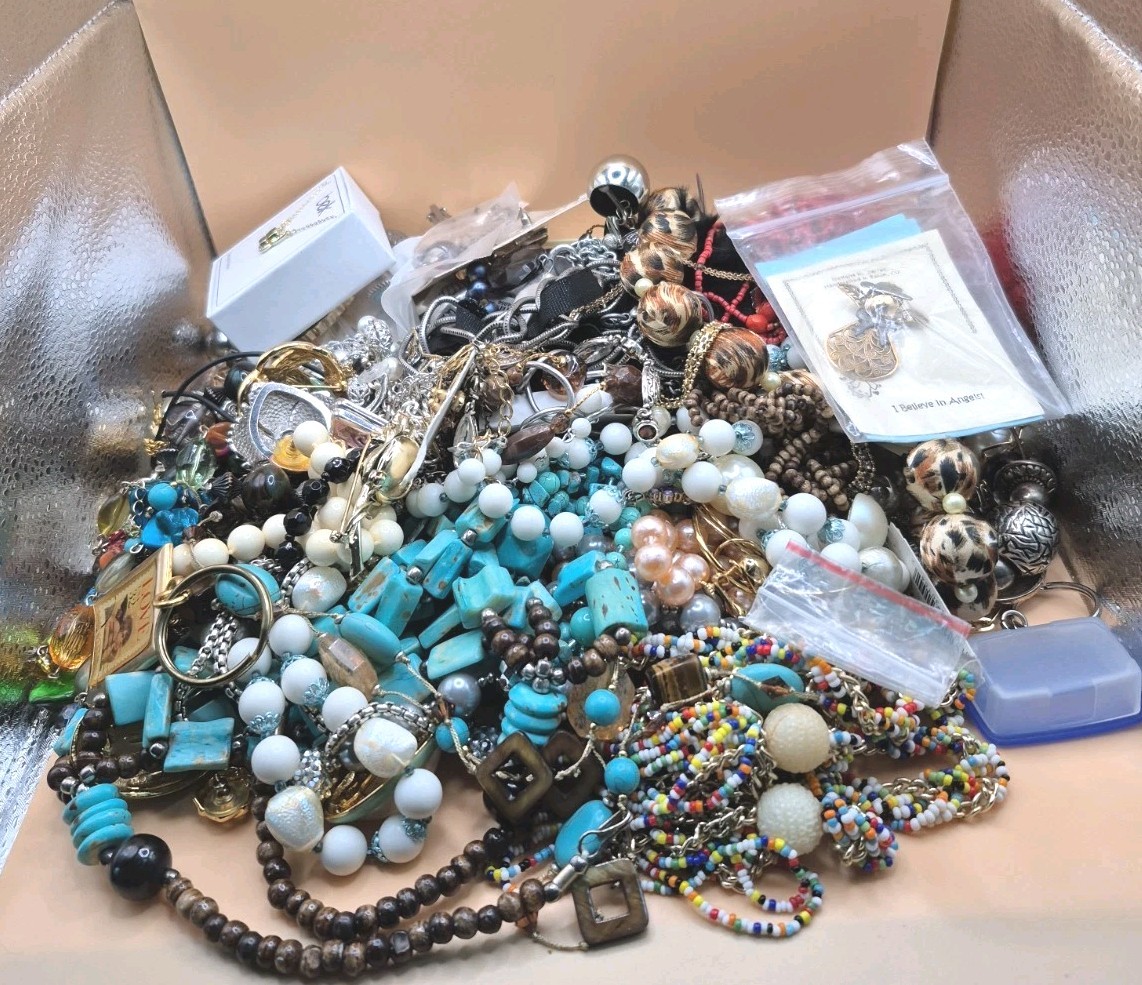 Massive 5.40 lbs Vintage to Now Costume Jewelry Bulk Lot - Estate Craft Resell