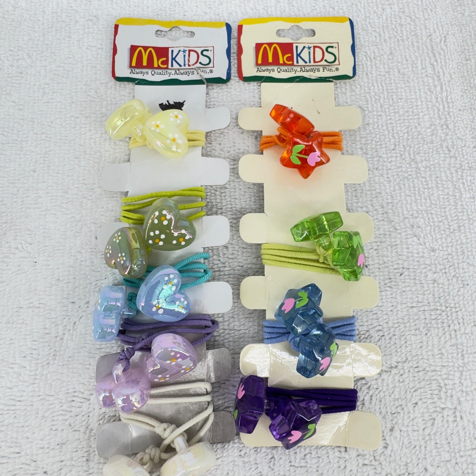 Vintage McKIDS Hair Ties Set 2 Packs Hearts Stars McDonald\'s Retro Accessories Vintage McKIDS Hair Ties Set 2 Packs Hearts Stars McDonald\'s Retro Accessories
