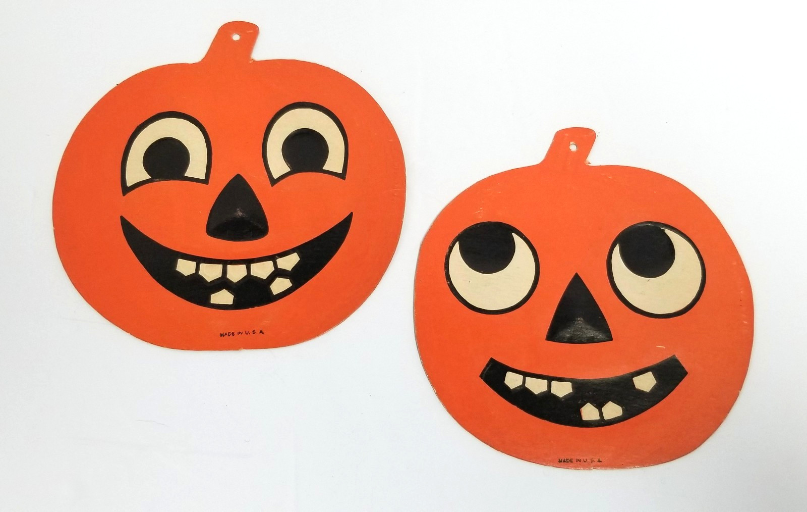 Vtg Pair H E Luhrs Halloween Embossed Die Cut JOL Jack-O-Lantern Pumpkin 6\