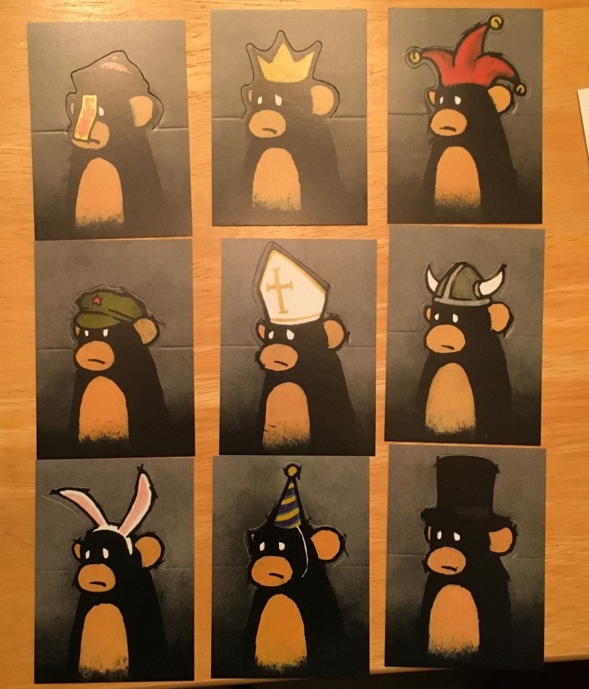  The Art Hustle Series 3 Luke Chueh Monkeys with hats pop up set with signature