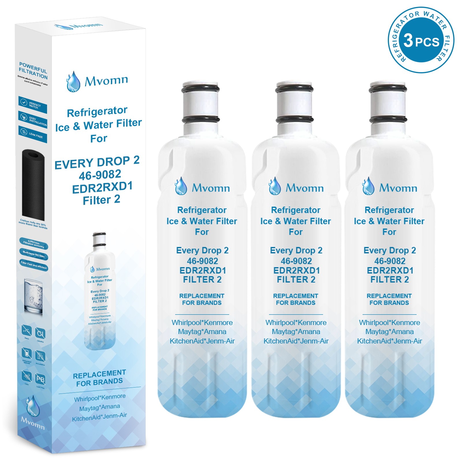 NEW 3PACK For W10413²645A EDR2²RXD1 Filter 2 9082 Refrigerator Ice Replacement