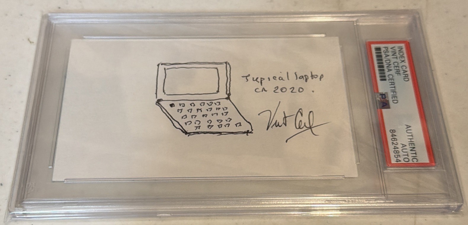 Vint Cerf Autograph Internet Creator PSA/DNA  Signed Hand Drawn Computer Sketch