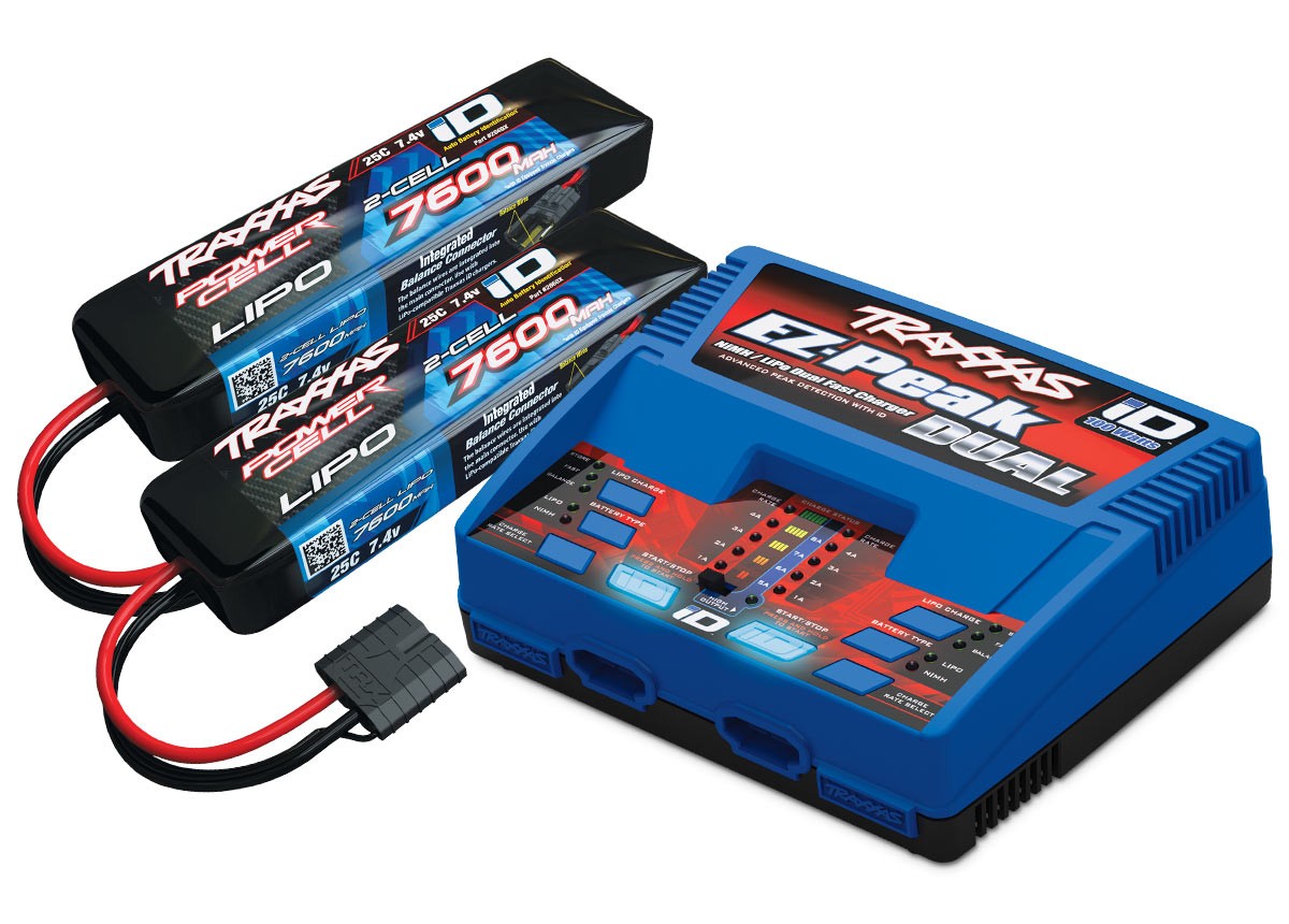 Traxxas 2991 - Power Cell 2S 7.4V LiPo Battery / Dual iD Charger Completer Pack