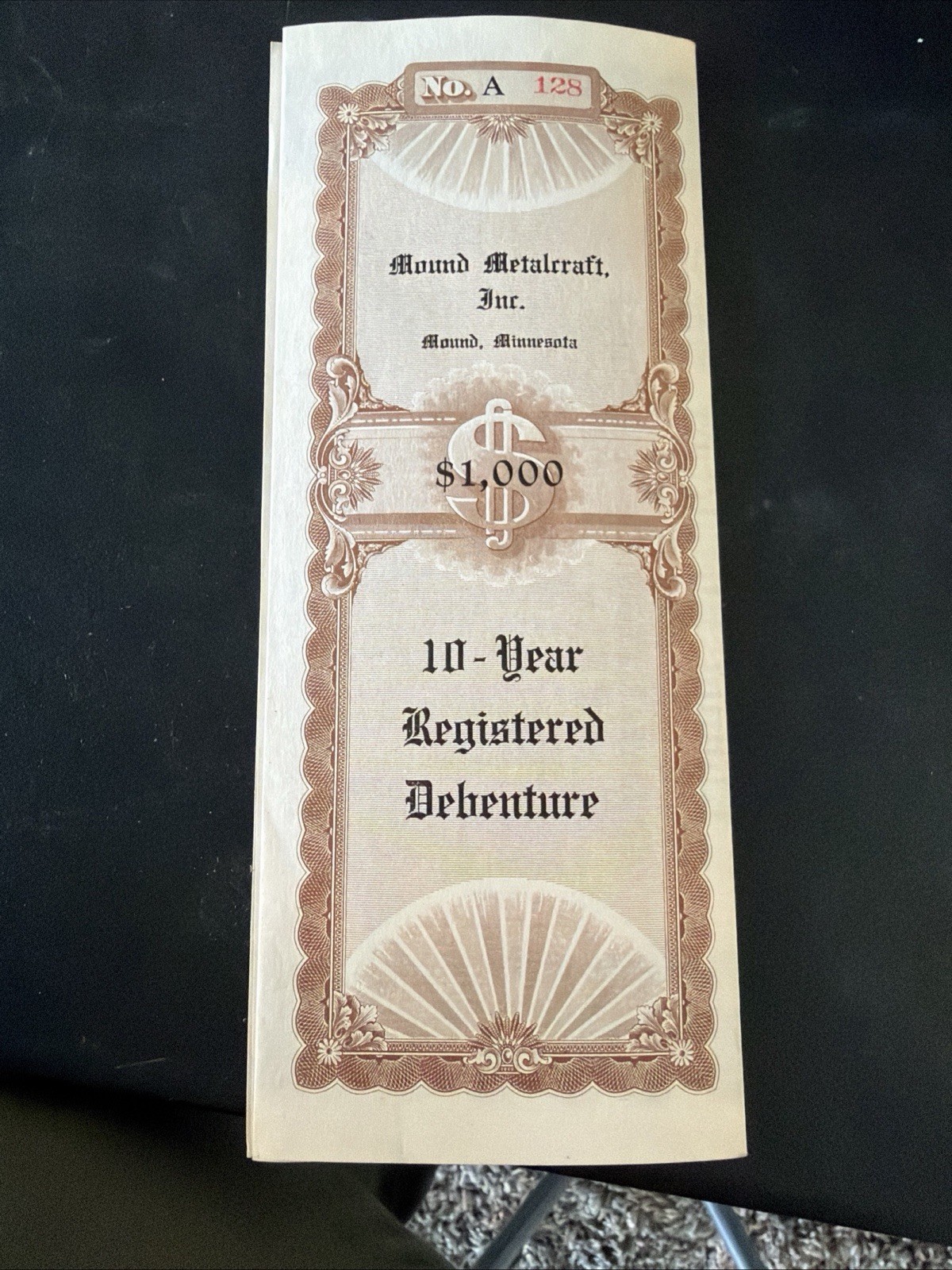 Rare 1954 Mound Metalcraft Debenture #128 Tonka Pre-History Lynn Baker Signed