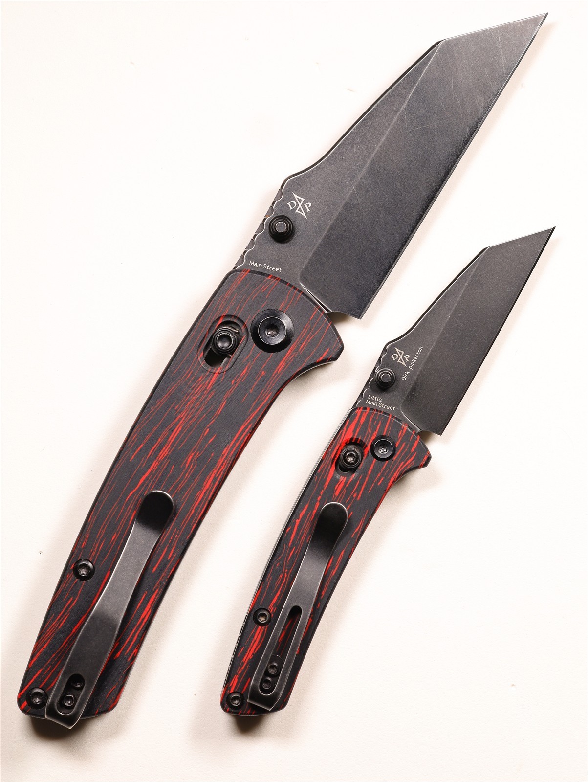 Kansept Main Street + Little Main Street 154CM Red Black G10 Knife Lot of 2