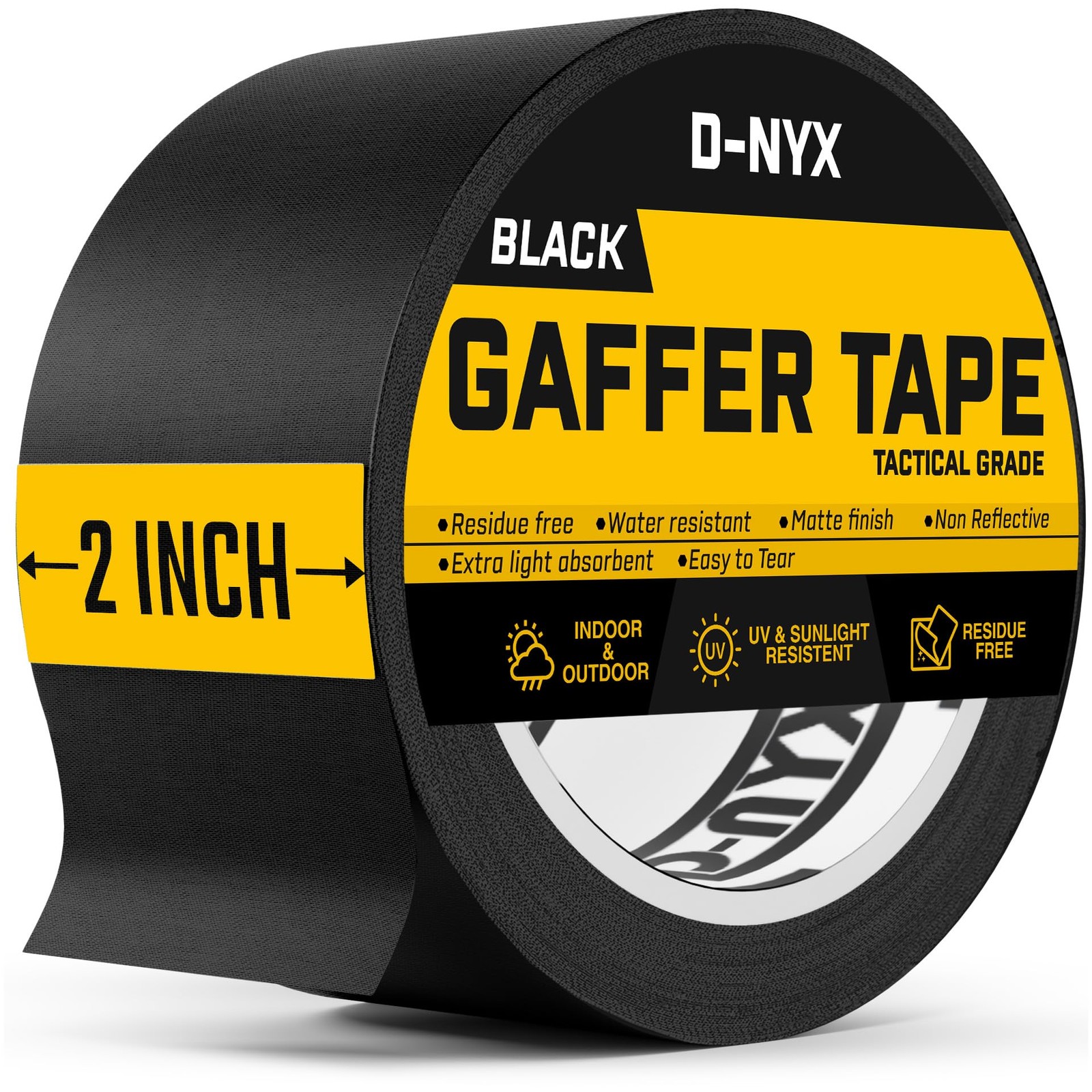 Gaffer Tape 2 Inch x 1 Pack Black Gaffing Tapes, Heavy Duty No Residue, Matte...
