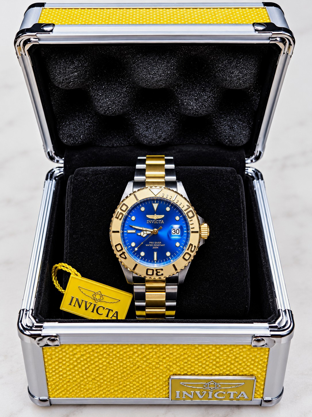 Invicta Pro Diver 29949 Men's Blue Dial Two Tone Watch NEW w/ Hard Case