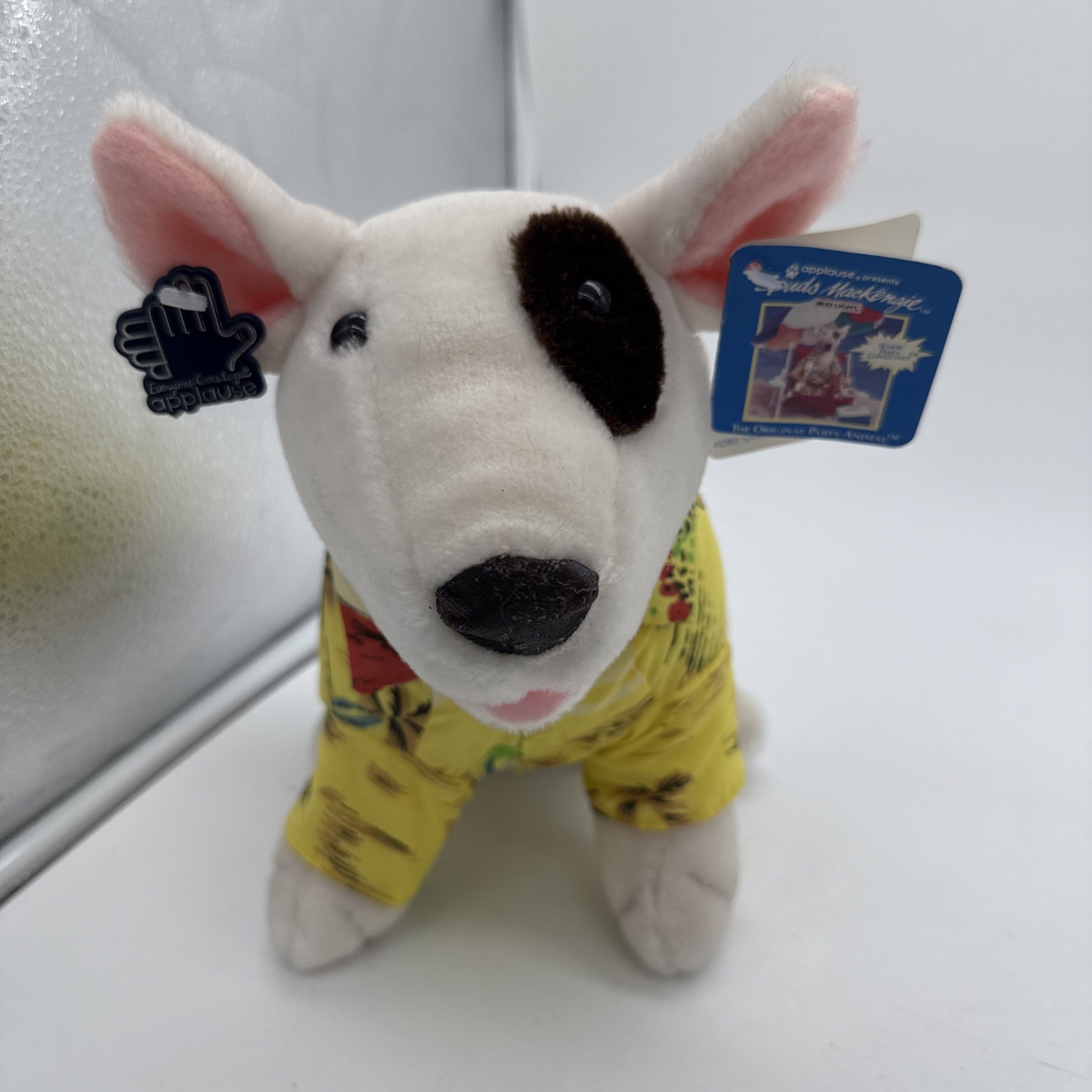 SPUDS Mackenzie DOG 1987 Bud Light Plush Stuffed Hawaiian Shirt Applause Korea