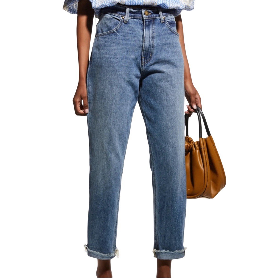 THE GREAT Slouch Taper 100% Cotton Medium Wash Blue Denim High Rise Jeans 28