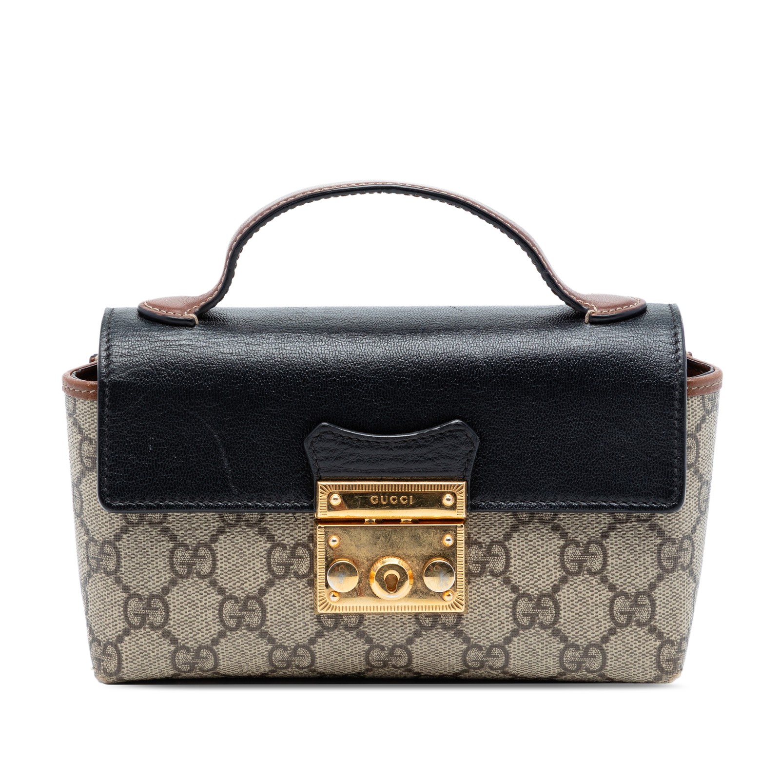Gucci Mini GG Supreme Padlock Satchel Pre-Loved Beige