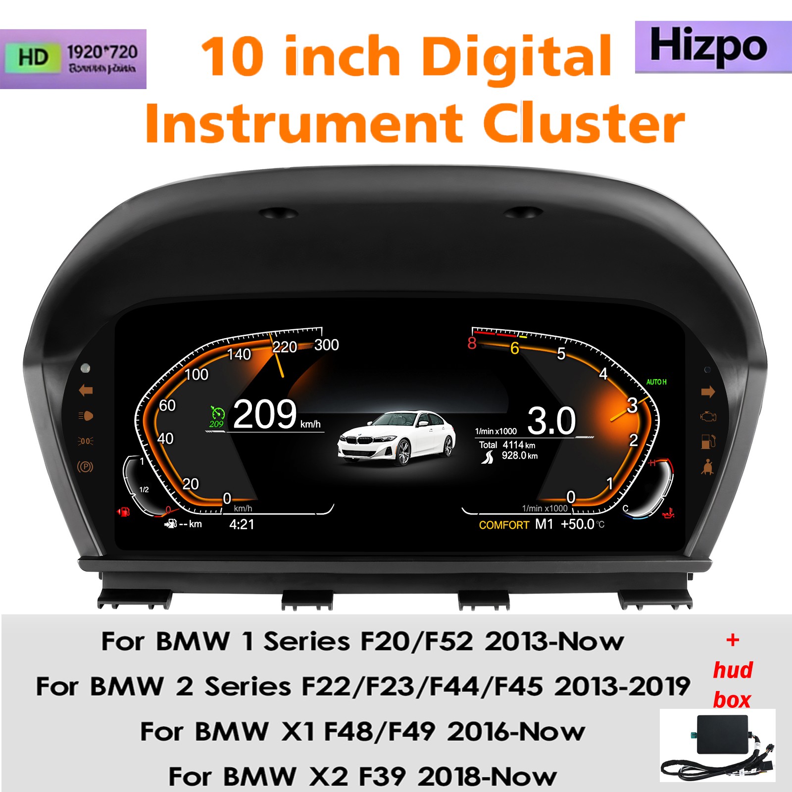 10.25'' Digital Dashboard Fit BMW X1 X2 F48 F39 F20 F22 Speedometer HUD Upgrade