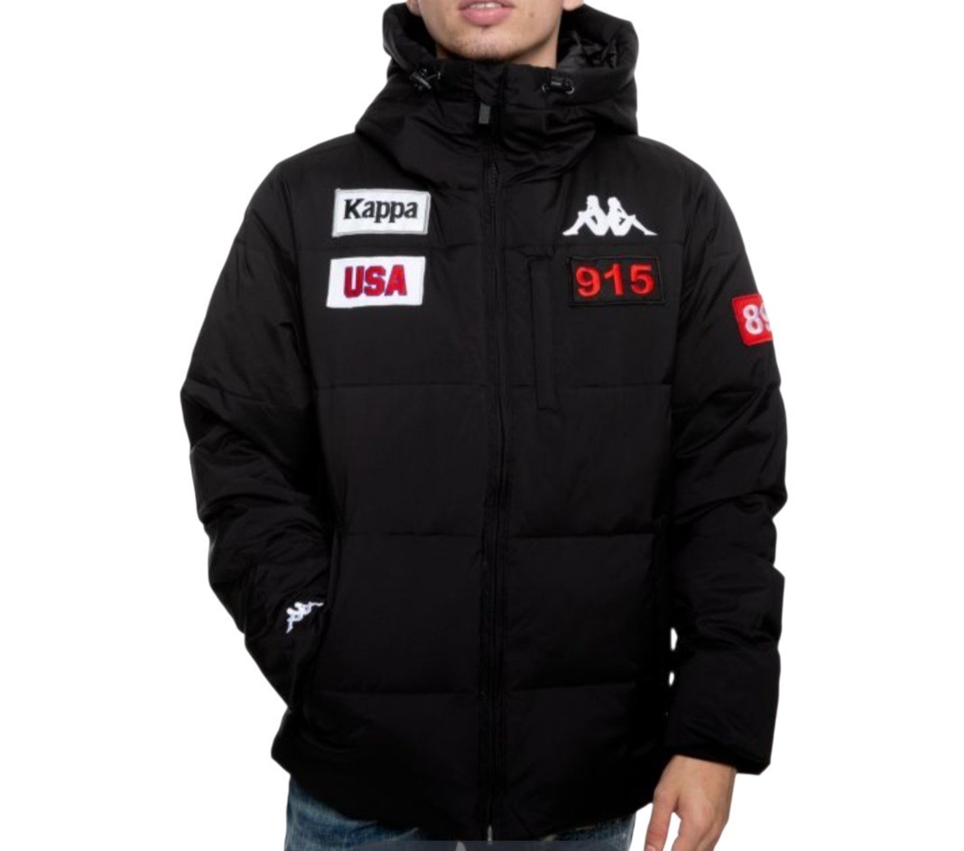 KAPPA AUTHENTIC HOODED Long-Sleeves Insulated Men Black Full-Zip Jacket Size XXL