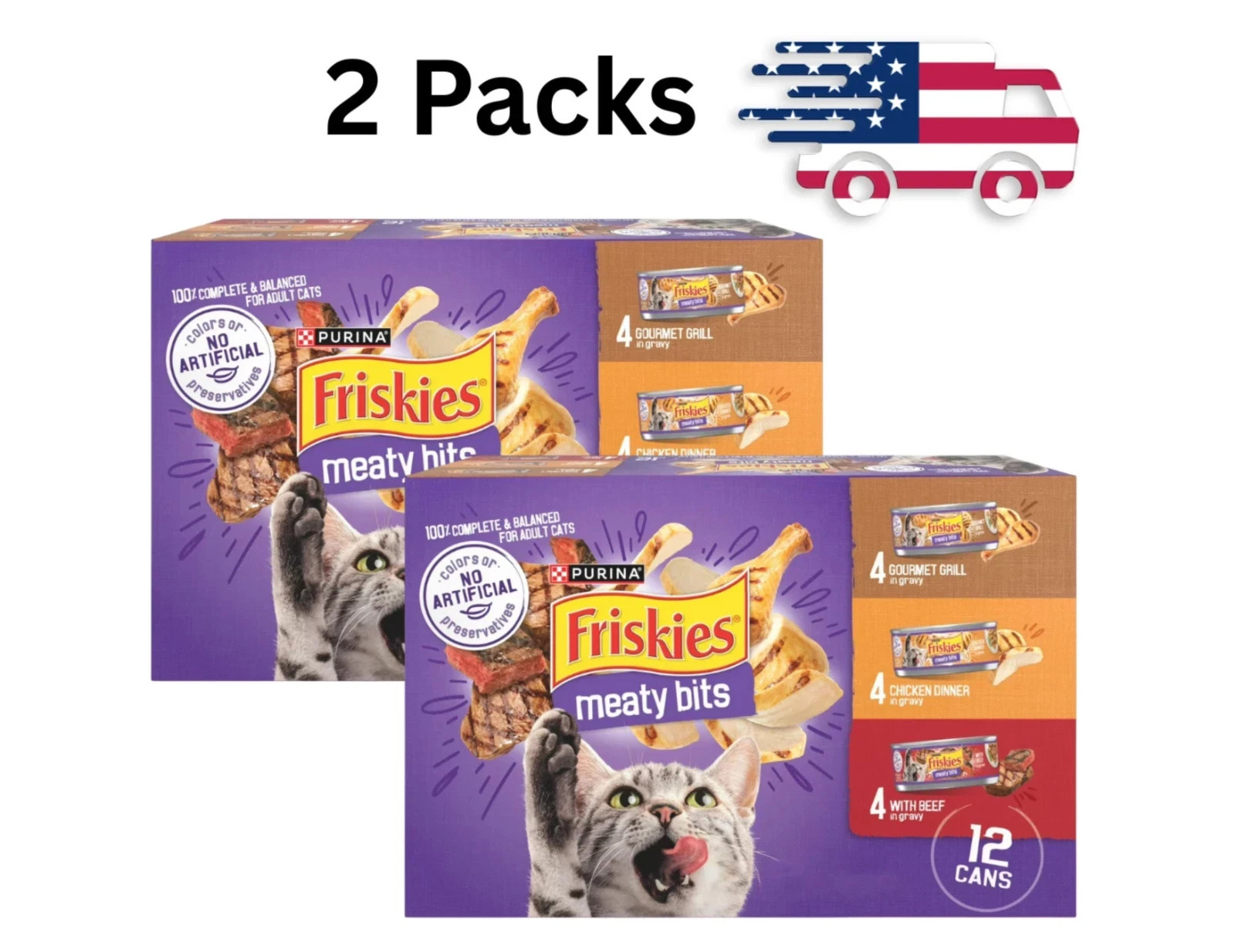 2 Packs - Friskies Gravy Variety Pack, Meaty Bits,Wet Cat Food 5.5 oz. 12 Cans 2 Packs - Friskies Gravy Variety Pack, Meaty Bits,Wet Cat Food 5.5 oz. 12 Cans