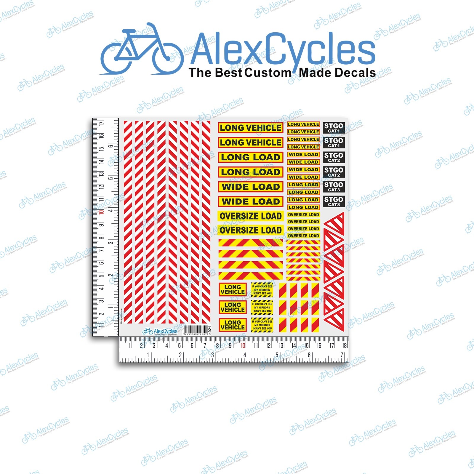 1:24 25th Truck Warning Safety Sign Decals Stickers Oversize Wide Load Long