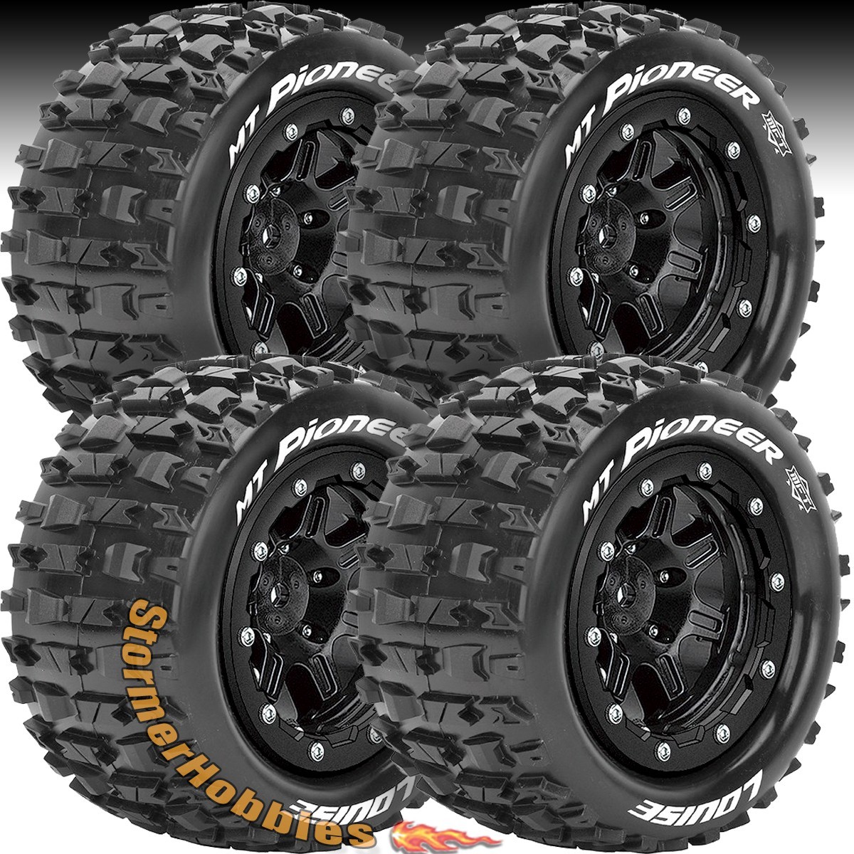 4 Louise RC Mft Mt-Pioneer 1:10 Traxxas Maxx Tires 1/2 Off 17mm HEX LOULT3329SB