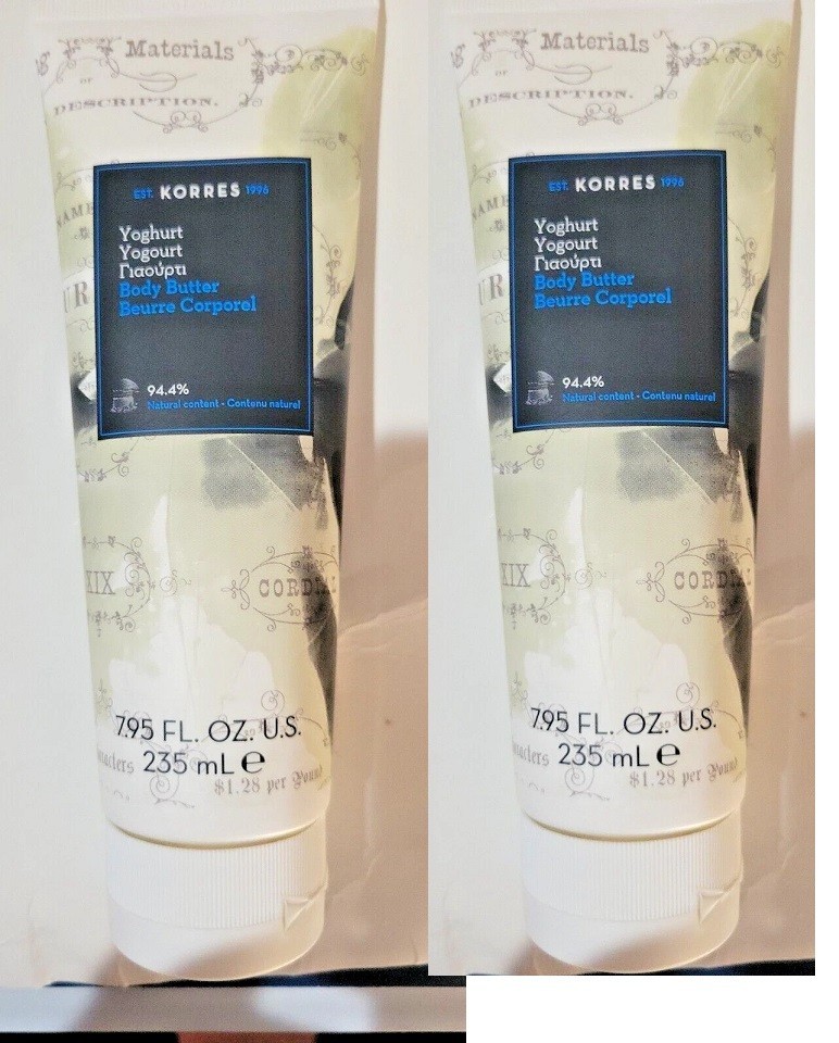 2-PACK Korres Yoghurt Body Butter Moisturizer 7.95 oz EACH SEALED Brand New