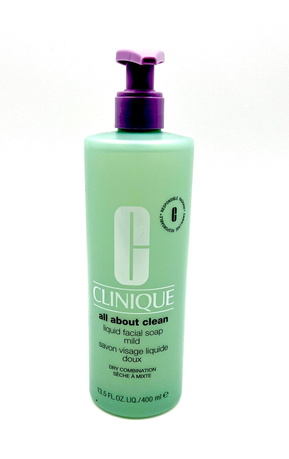 New Clinique Jumbo All About Clean Liquid Facial Soap ~ Mild ~ 13.5 oz/400 ml