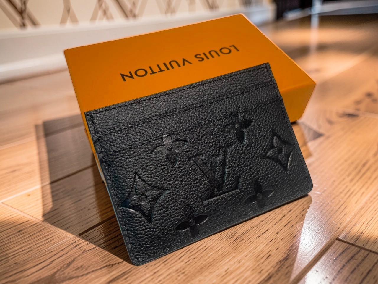 Louis Vuitton Double Card Holder Monogram Black W/DB & B  (Pre-Owned Excellent)