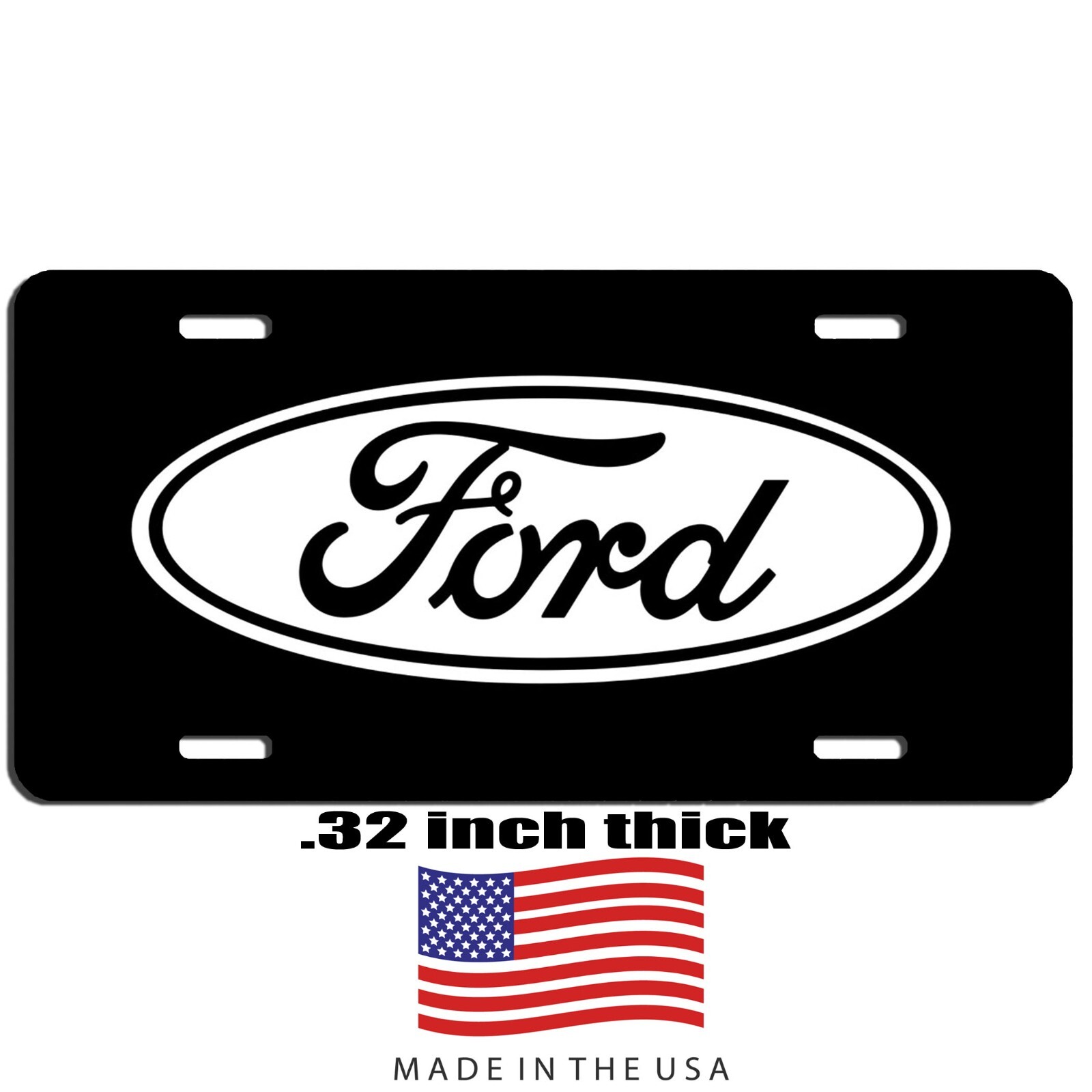 Ford black and white auto vehicle art aluminum license plate car truck SUV tag