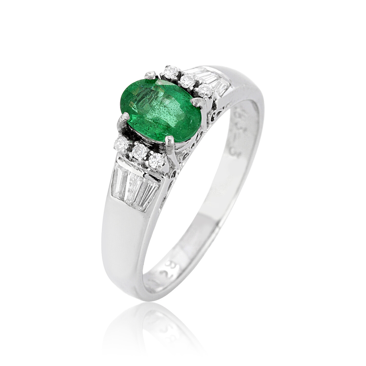 0.72ct Emerald Ring White Gold 14K Diamond Authentic Ornament Jewelry Modern New